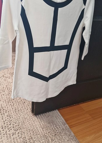 Beyaz Baskılı Hamile Tişörtü, Uzun Kollu - Görsel 4