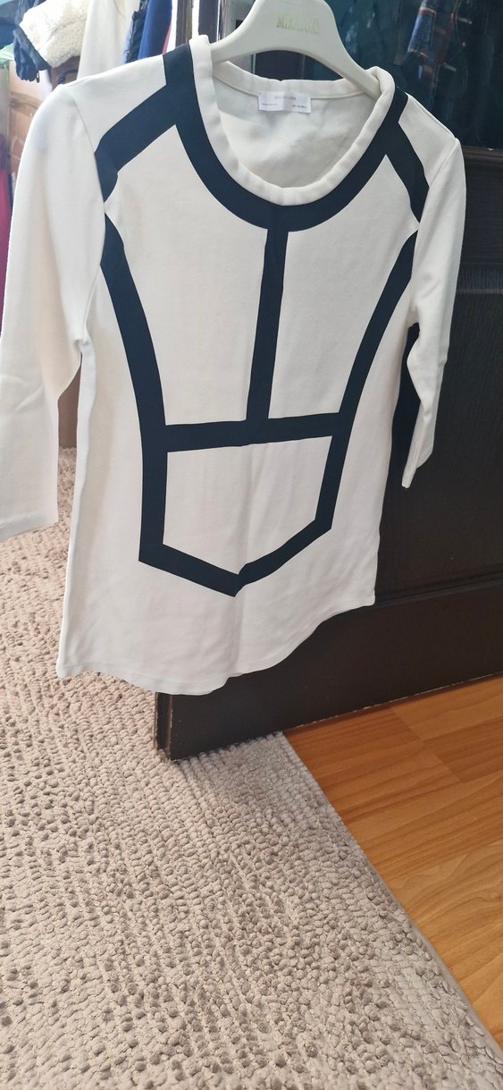 Beyaz Baskılı Hamile Tişörtü, Uzun Kollu - Görsel 4