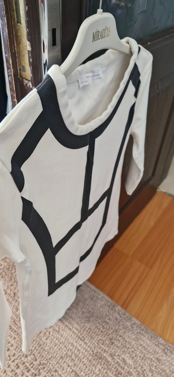 Beyaz Baskılı Hamile Tişörtü, Uzun Kollu - Görsel 5