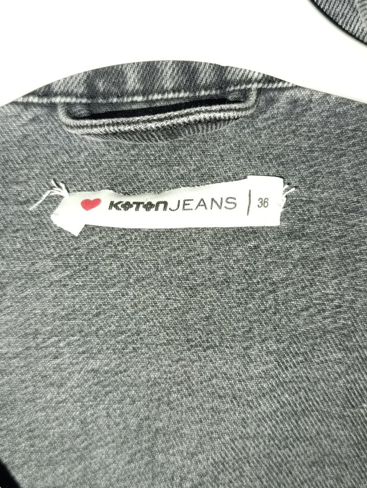 Gri Düğmeli Kadın Denim Ceket - Görsel 2