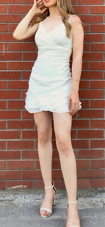 Eyyo beyaz mini elbise