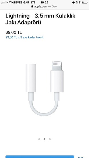 Apple kulaklık dönüştürücü