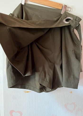 xl Beden Haki Kemerli Mini Şort Etek