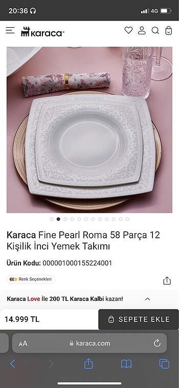 Karaca yemek takımı