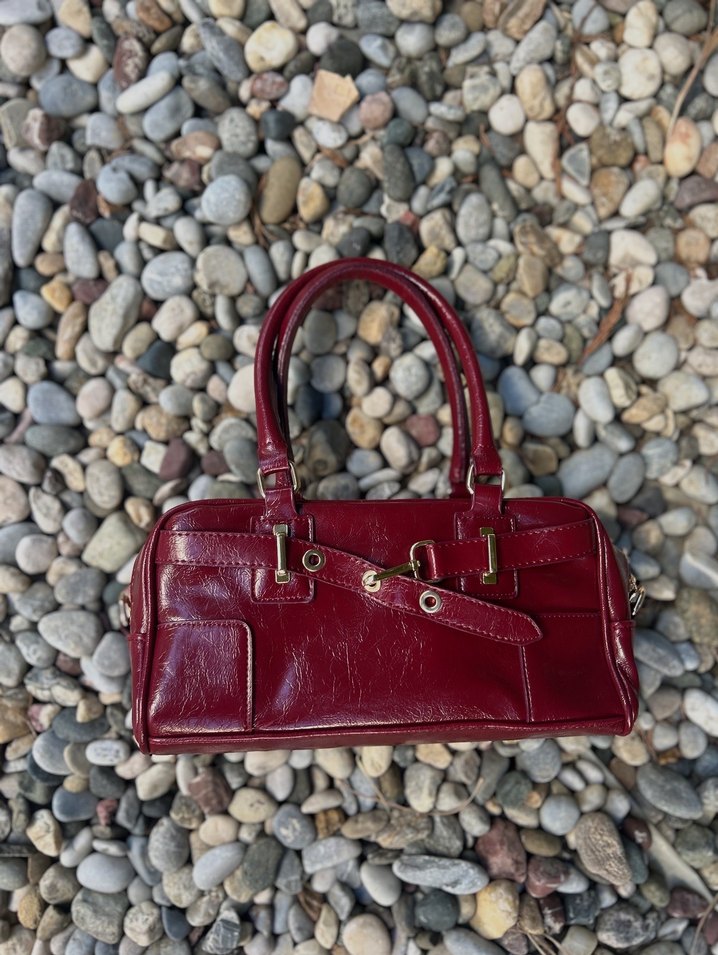 Bordo Parlak Deri Kadın Çanta - Görsel 2