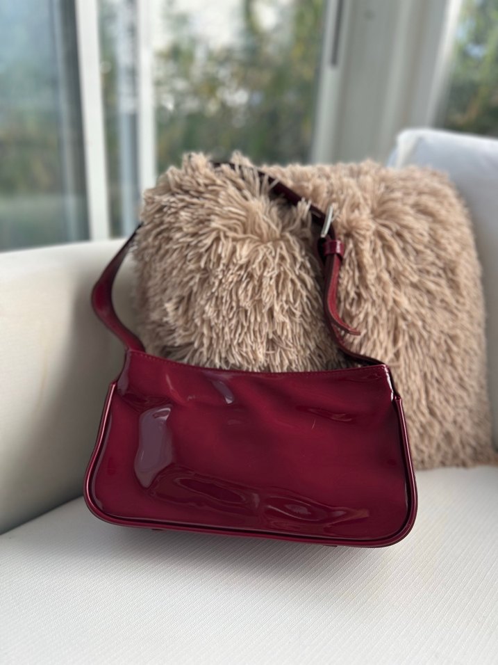 Bordo Parlak Kadın Çanta - Görsel 3