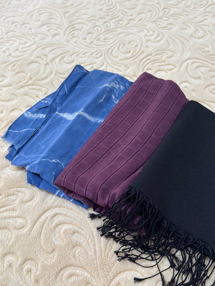 Kadın Bohem Tarzı İpek Dokulu Şal 3 Adet - Görsel 2