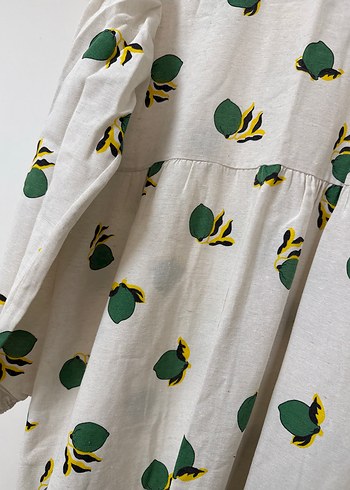 Bohem Uzun Kollu Beyaz Keten Elbise - Görsel 3