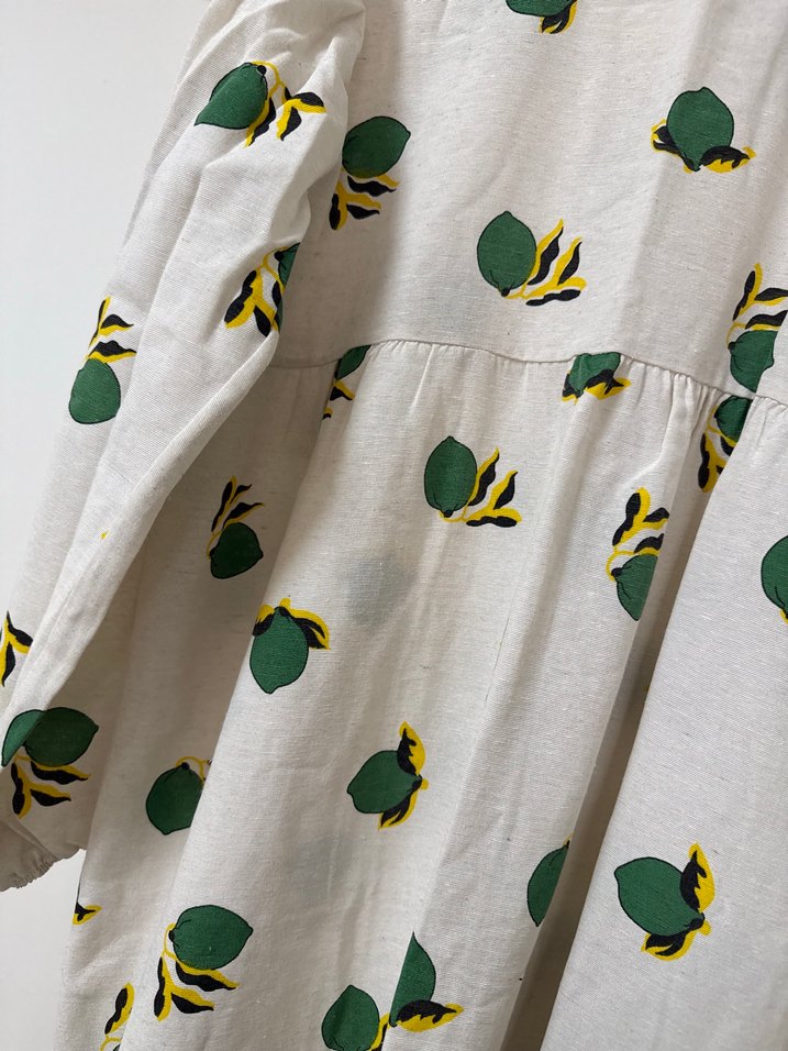 Bohem Uzun Kollu Beyaz Keten Elbise - Görsel 3