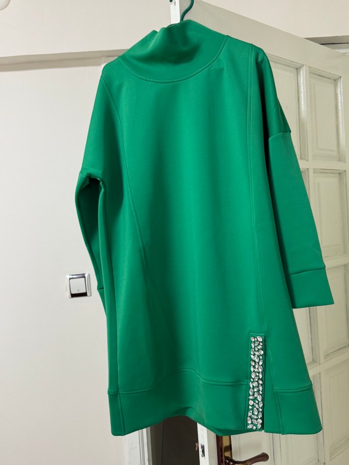 Yeşil Yüksek Yaka pantolon tunik pantolon takım - Görsel 5