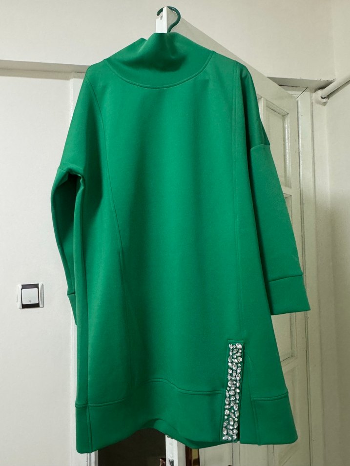 Yeşil Yüksek Yaka pantolon tunik pantolon takım - Görsel 2