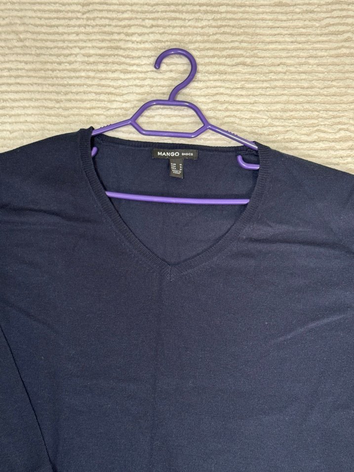 Lacivert V Yaka Kadın Triko Kazak - Görsel 2