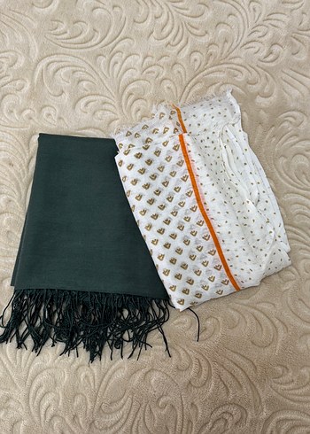 Kadın Gri Beyaz Drapeli Şal 2 adet - Görsel 2