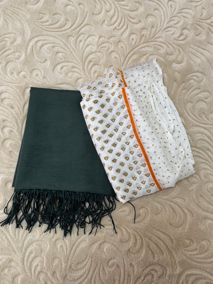 Kadın Gri Beyaz Drapeli Şal 2 adet - Görsel 2