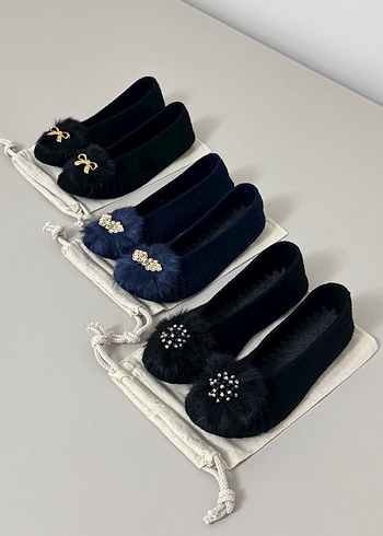 Siyah Nakışlı Kürklü Ev Babeti - Görsel 2