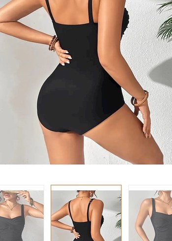 Siyah Drapeli Kadın Mayo - Görsel 2