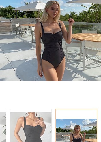 Siyah Drapeli Kadın Mayo - Görsel 3