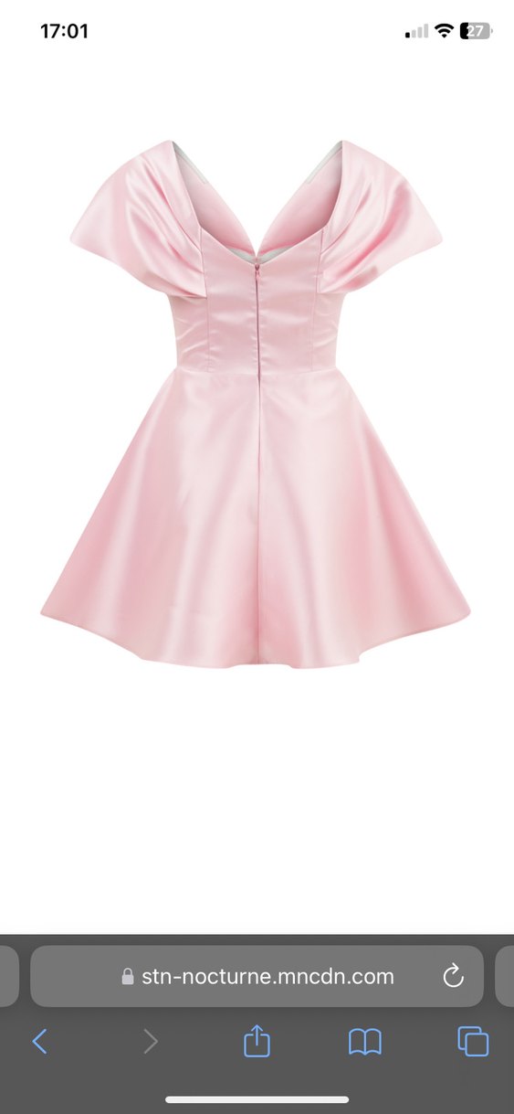 NOCTURE Pembe Mini Pilili V Yaka Kadın Abiye Elbise - Görsel 3