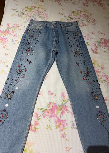 Liu Jo Tasli Acik Mavi Denim Jean