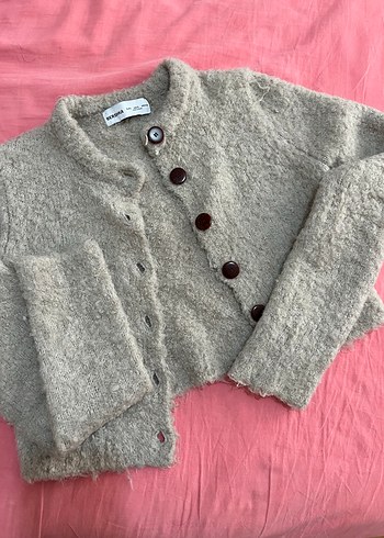 Bershka Bej Düğmeli Triko Hırka