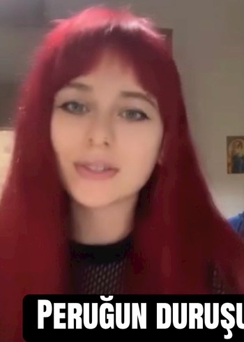 Gerçek Saç Peruk kızıl kahküllü - Görsel 2