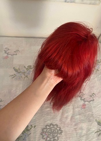 Gerçek Saç Peruk kızıl kahküllü - Görsel 3