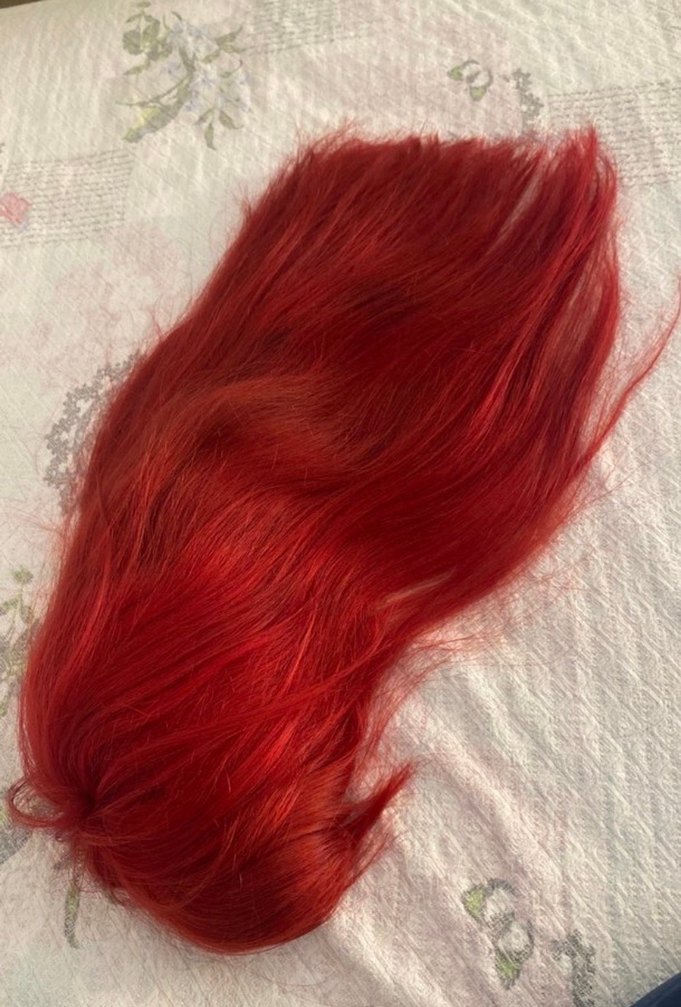 Gerçek Saç Peruk kızıl kahküllü - Görsel 5
