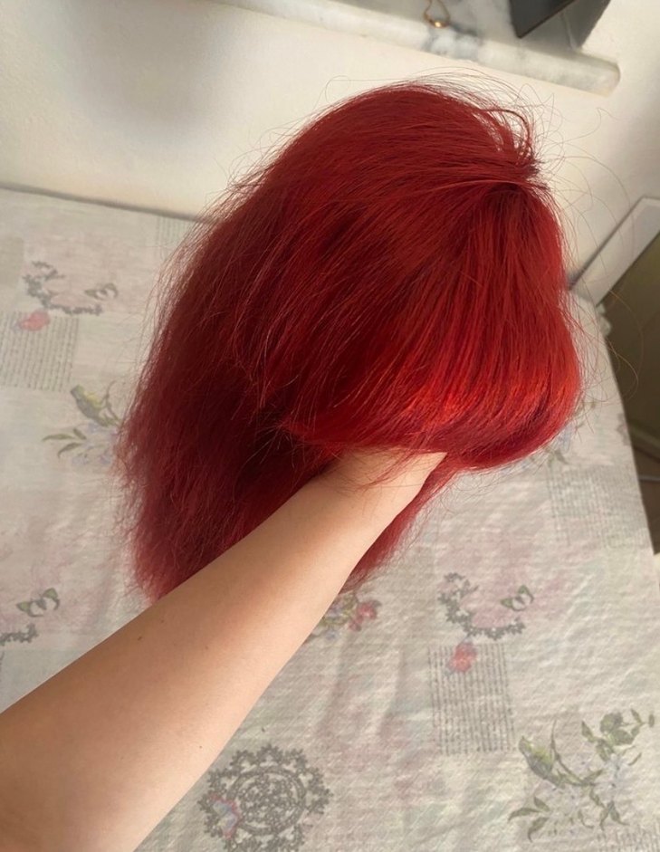 Gerçek Saç Peruk kızıl kahküllü - Görsel 4