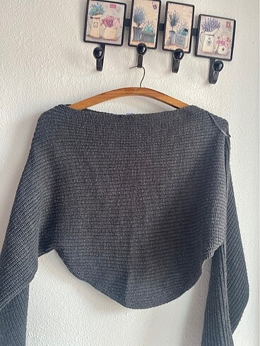 m Beden gri Renk Omuzluk üst yarım triko kazak shrug bolero