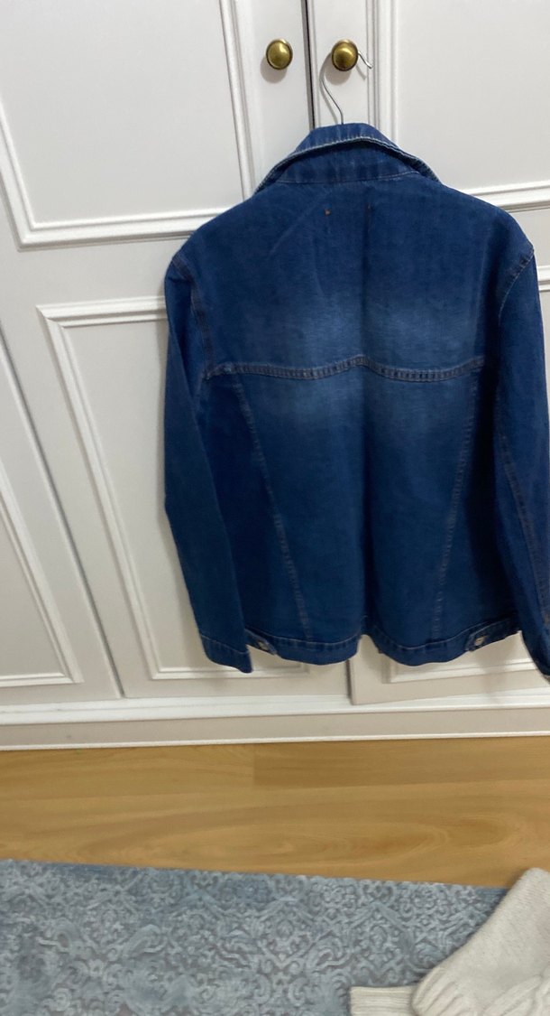 Mavi İşlemeli Uzun Kollu Kadın Kot Ceket - Görsel 5