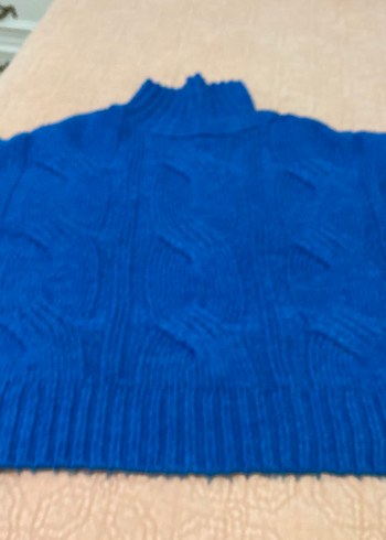 Mavi Boğazlı Örgü Kadın Kazak - Görsel 4