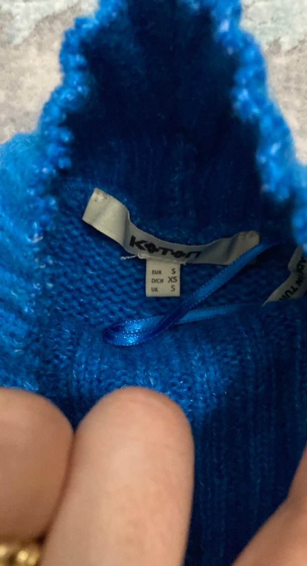 Mavi Boğazlı Örgü Kadın Kazak - Görsel 2