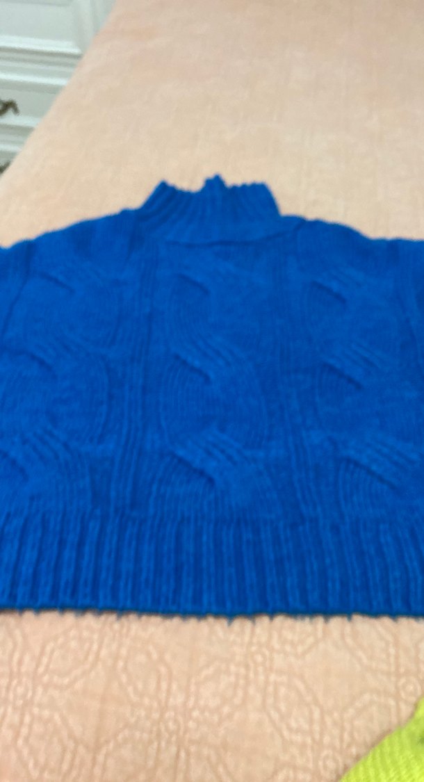 Mavi Boğazlı Örgü Kadın Kazak - Görsel 4