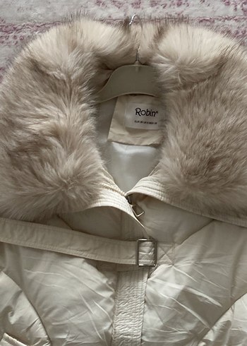 Kürklü Beyaz Kadın Kısa Kaban robin marka kullanilmadi - Görsel 6
