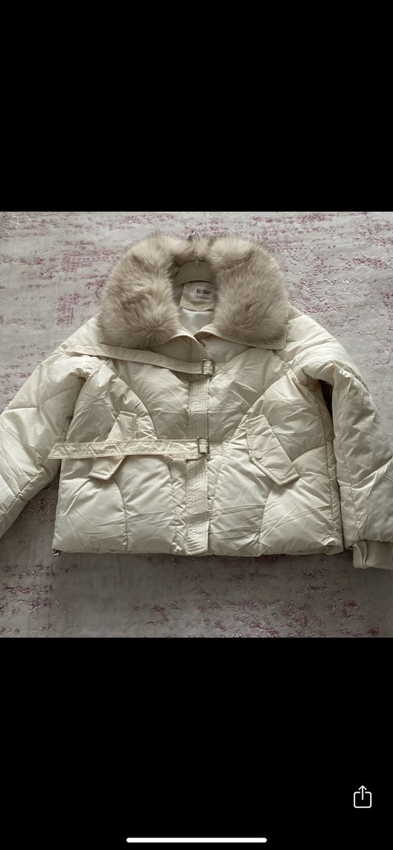 Kürklü Beyaz Kadın Kısa Kaban robin marka kullanilmadi - Görsel 5