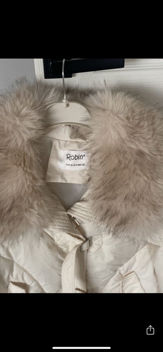Kürklü Beyaz Kadın Kısa Kaban robin marka kullanilmadi - Görsel 3
