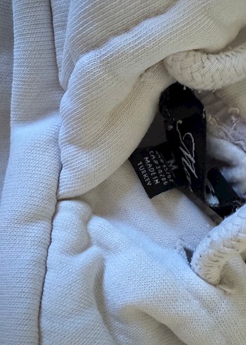 m Beden Kadın Beyaz Kapüşonlu Oversize Sweatshirt
