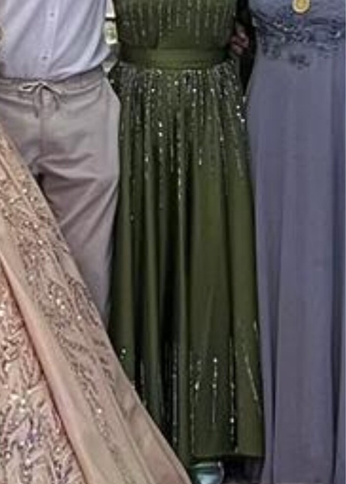 Haki abiye elbise - Görsel 3