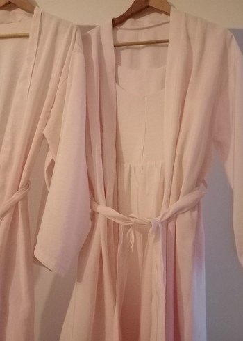 Pembe Uzun Kadın Sabahlık - Görsel 3