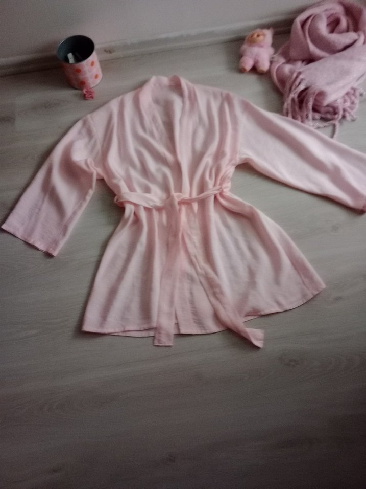 Pembe Uzun Kadın Sabahlık - Görsel 5