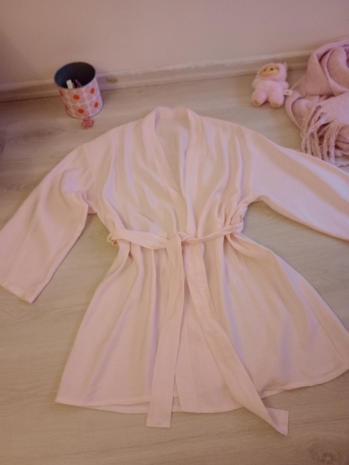 Pembe Uzun Kadın Sabahlık - Görsel 4