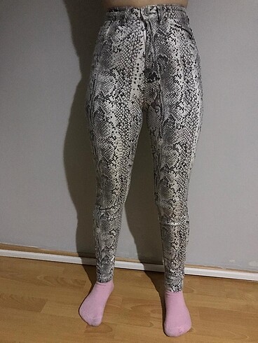 Timsah desenli skinny pantalon