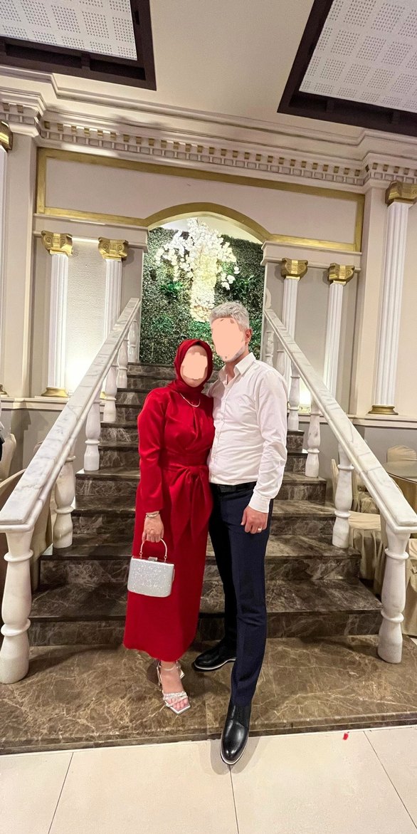 Uzun Kollu Kırmızı Drapeli Kadın Elbise - Görsel 2