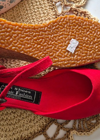 Kırmızı kumaş Dolgu Topuklu Kadın Espadril - Görsel 2