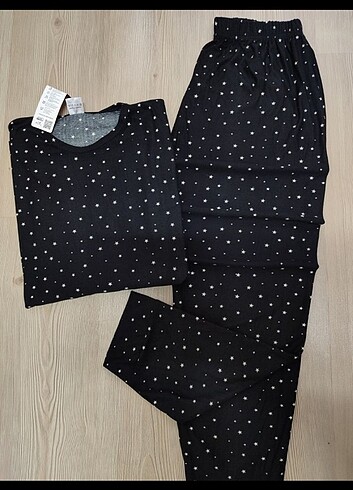 s Beden siyah Renk Esnek pamuklu pijama takimi