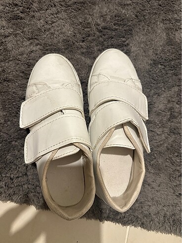 38 Beden beyaz Renk Sayılı giyildi beyaz bantlı düz ayakkabı