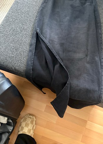 Gri Midi Denim Uzun Etek - Görsel 2