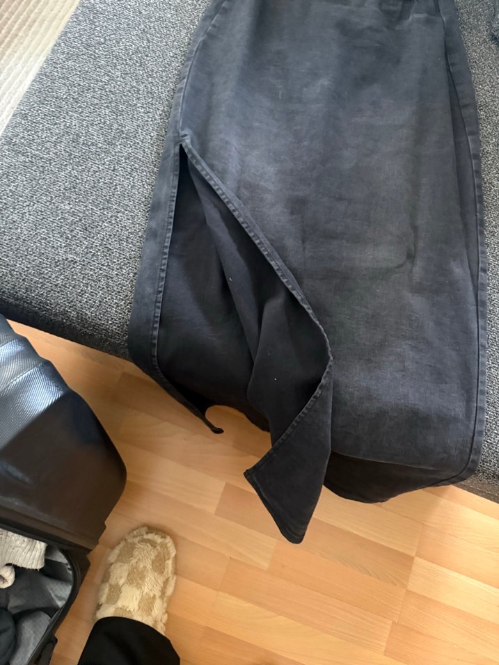 Gri Midi Denim Uzun Etek - Görsel 2