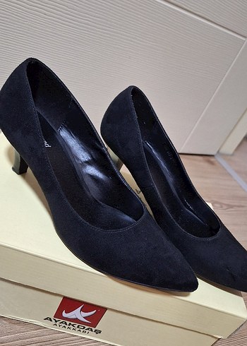 Siyah Kadın süet Stiletto Topuklu Ayakkabı - Görsel 2