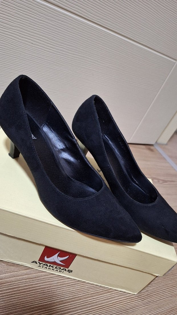 Siyah Kadın süet Stiletto Topuklu Ayakkabı - Görsel 2